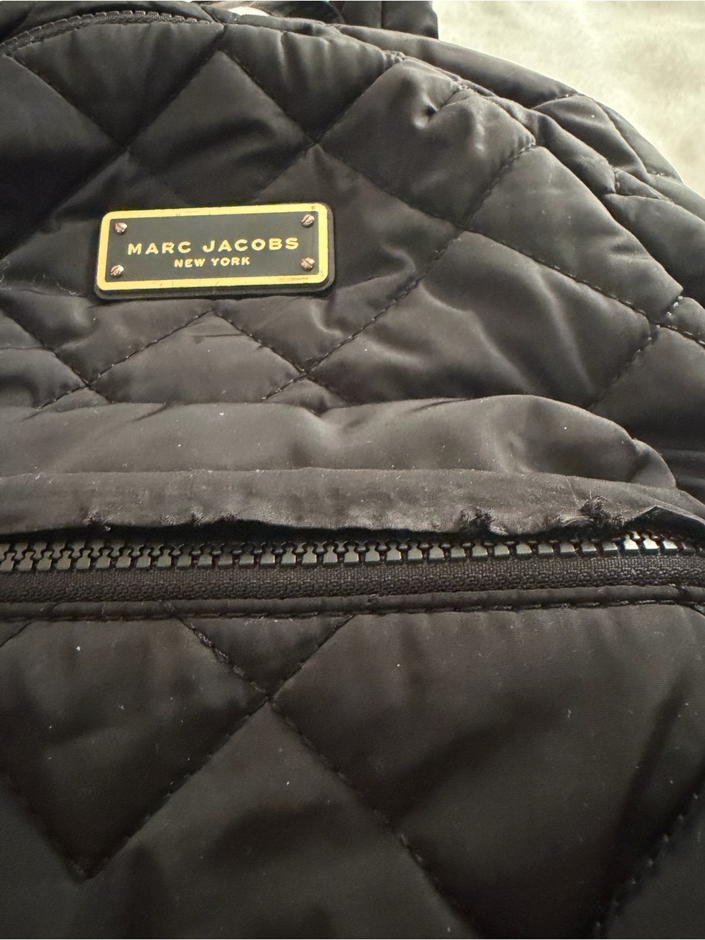 Marc Jacobs Black Quilted Nylon Backpack with Gold Plaque - Picture 3 of 7